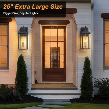 25IN Dusk to Dawn Outdoor Light Lighting, 3-E12 Base Wall Sconce