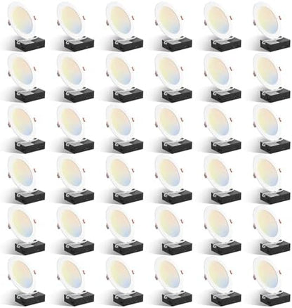 Amico 36 Pack 6 Inch 5CCT Ultra-Thin LED Recessed Ceiling Light, 5CCT, 12W