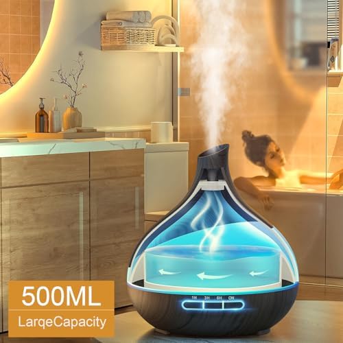 HJTHJT 500ML Essential Oil Diffuser for Home: 14 Color LED Humidifier