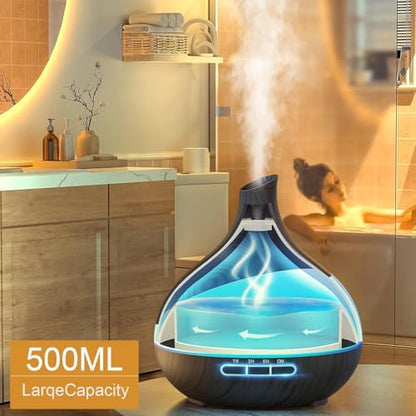 HJTHJT 500ML Essential Oil Diffuser for Home: 14 Color LED Humidifier