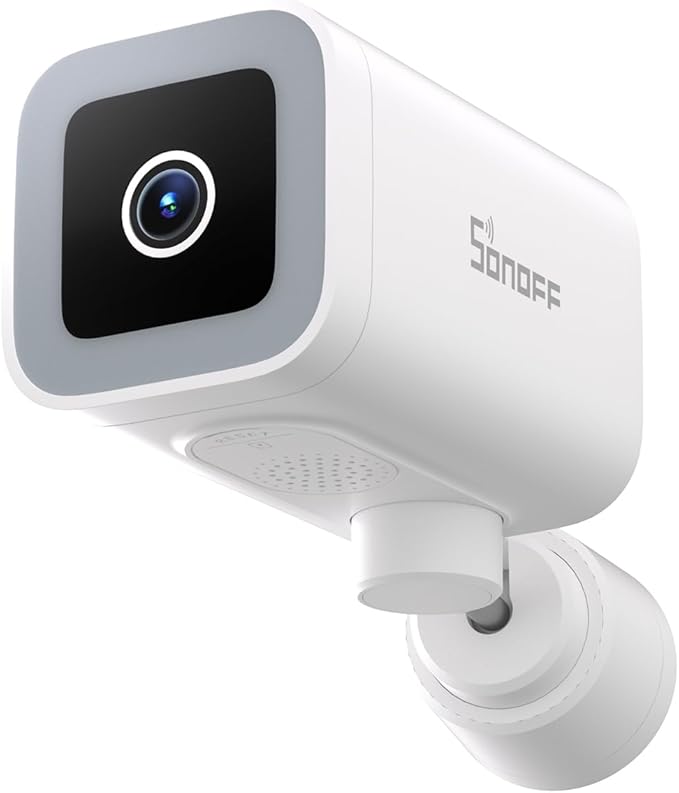 SONOFF CAM-B1P Outdoor Security Camera, 2K HD & Color Night Vision, 180 Panoramic View, AI Human Detection & Tracking, IP65 Weatherproof, Two-Way Audio, Works with Smart Home Platforms