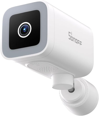 SONOFF CAM-B1P Outdoor Security Camera, 2K HD & Color Night Vision, 180 Panoramic View, AI Human Detection & Tracking, IP65 Weatherproof, Two-Way Audio, Works with Smart Home Platforms