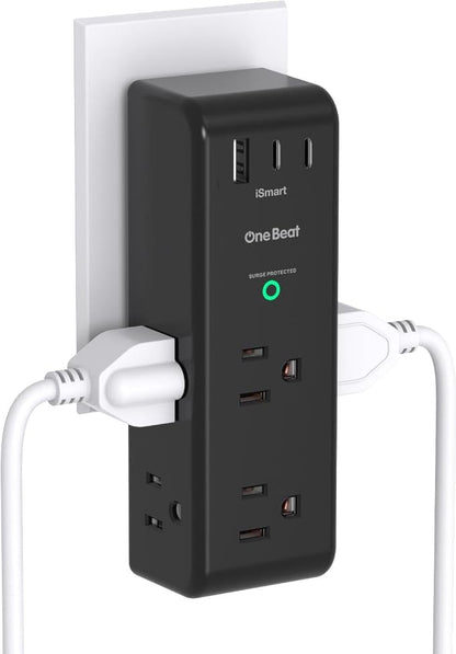 Surge Protector Outlet Extender, Multi Plug Wall Outlet,Rotating Plug,Black