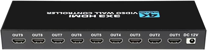 4K Seamless Splicing TV Wall Processor - HDMI & DVI Input, 1080P HDMI Video Image Processor with RS232, Support 180Rotate, 1x2 to 3x3 Configurations