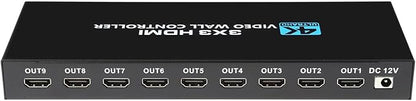 4K Seamless Splicing TV Wall Processor - HDMI & DVI Input, 1080P HDMI Video Image Processor with RS232, Support 180Rotate, 1x2 to 3x3 Configurations