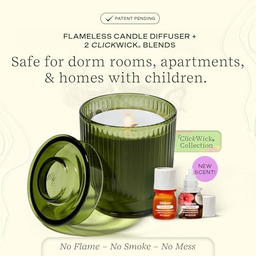 Lifelines Flameless Candle Diffuser with 2 Clickwick Essential Oil Blends