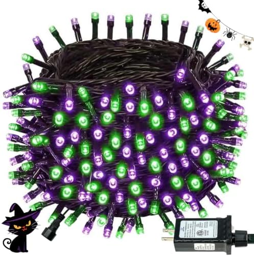 Connectable 88Ft 240LED Halloween Lights Outdoor Indoor, Purple & Green