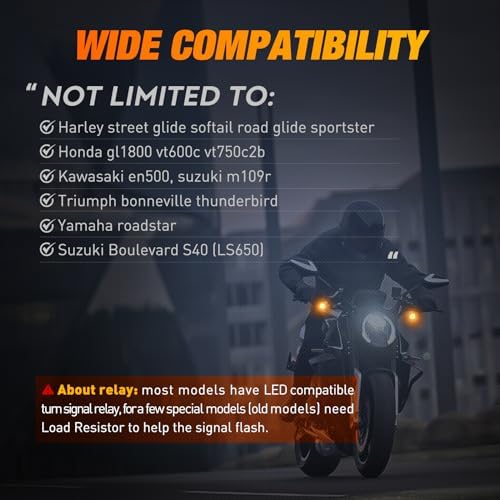 Nilight Motorcycle LED Turn Signal Lights, for Harley Honda Kawasaki Yellow