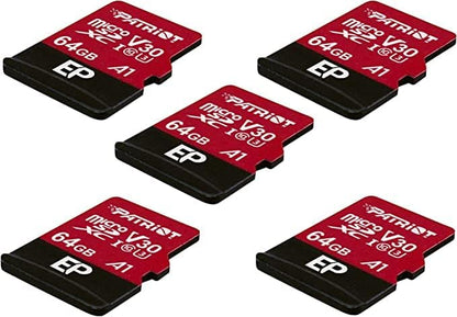Patriot Memory 64GB A1 / V30 Micro SD Card for Android Phones and Tablets, 4K Video Recording - 5 Pack, Lot of 5