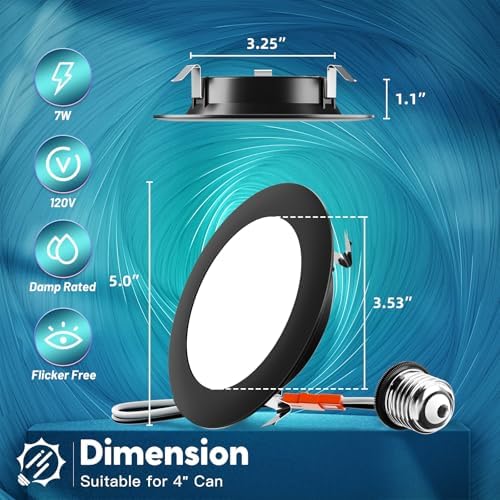 FREELICHT 24 Pack Retrofit LED Recessed Lighting 4 Inch, 5CCT, Black