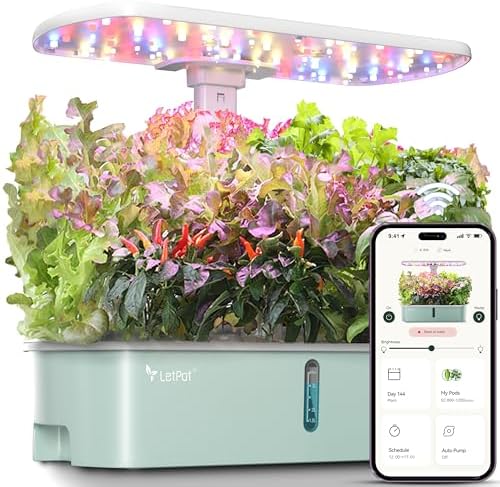 LetPot LPH-Air Hydroponics Growing System Kits, APP & WiFi Controlled Smart Indoor Garden with Adjustable 24W Grow Light Full Spectrum, 10 Pods Planter Indoor Gardening for Gifts, Kitchen, Vegetable