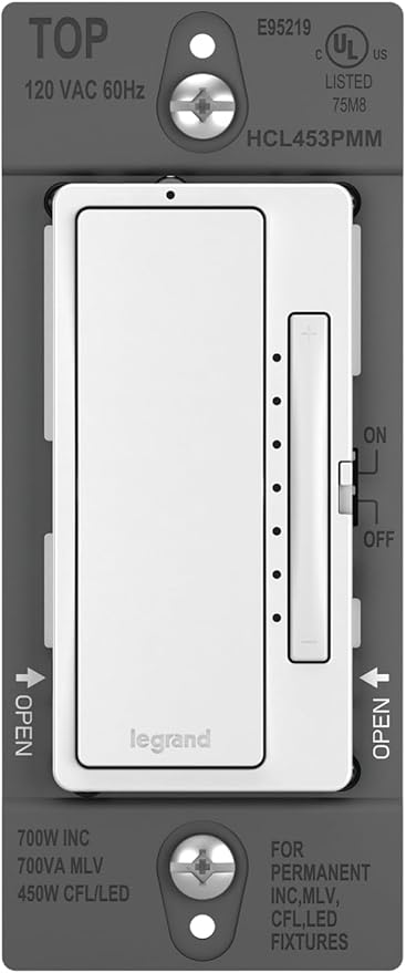 Legrand Radiant Multi-Location Master Dimmer Light Switch, Ambient & Mood Lighting Control, HCL453PMMW, 3-Way, White