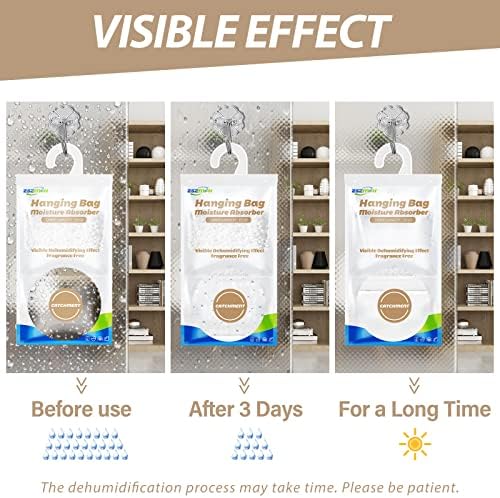 ZSZMFH 12 Pack Moisture Absorber Hanging Bags, Fragrance Free Humidity Packs, 15 OZ Dehumidifier Bags Effectively Trap Extra Moisture,Hanging Closet Dehumidifier Bags-425g/pack