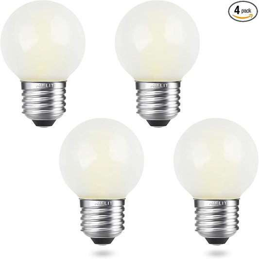 LED 25 Watt Equivalent Frosted Light Bulbs, Daylight White 5000K, 2W Dimmable Globe Bulb, E26 Medium Screw Base LED Edison Bulb for Chandeliers, Ceiling Fan, Table/Desk Lamp, 4 Pcs