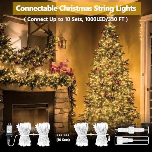 2 Pack 100 LED Connectable String Lights, Christmas Lights Outdoor Indoor