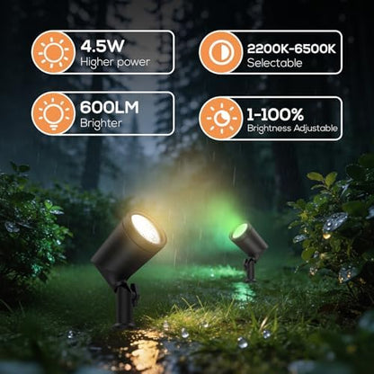SUNTHIN 16 Pack Smart RGBW Landscape Lights, Color Changing LED Spot Lights