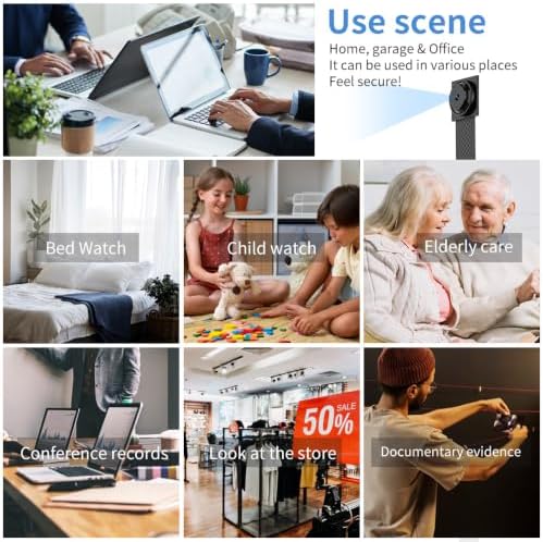 Mini WiFi Security Camera 4K HD, Portable Wireless Indoor Camera with Motion Alerts, Remote Monitoring, Local Storage Support, Compact Camera for Home, Pets, Office and Travel