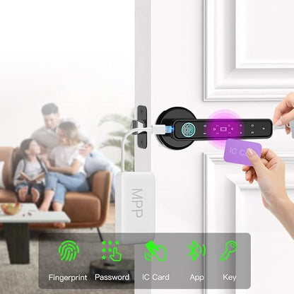 Smart Door Knob & Handle, Fingerprint Door Lock with Bluetooth Keypad