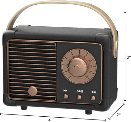 Retro Bluetooth Speaker, Vintage Decor, Small Portable Wireless Speaker,Hands-Free Call,400mA Battery,TF Card,Aux Line, for iOS Android Smartphone Home Office, Gift Ideas Black