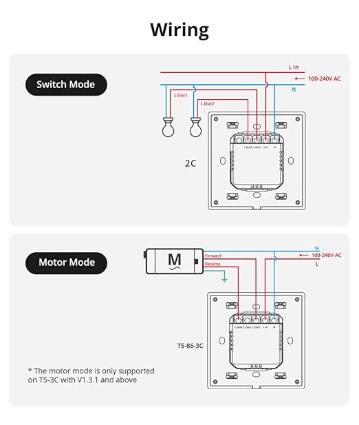 SONOFF Smart Light Switch, 2.4GHz WiFi Interruptor Inteligente, Neutral Wire Required, Voice Control with Alexa and Google Home, Touch Button, Wall Mounting, T5 4 Gang 1 Way