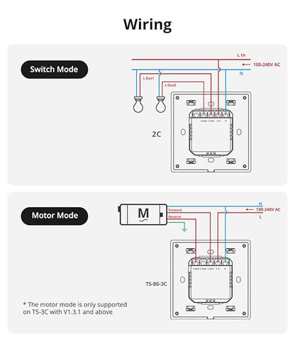 SONOFF Smart Light Switch, 2.4GHz WiFi Interruptor Inteligente, Neutral Wire Required, Voice Control with Alexa and Google Home, Touch Button, Wall Mounting, T5 4 Gang 1 Way