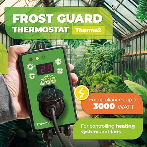 BioGreen TER2/US Thermo 2 Digital Greenhouse Thermostat with Summer/Winter Function 2 Years Warrenty, Green
