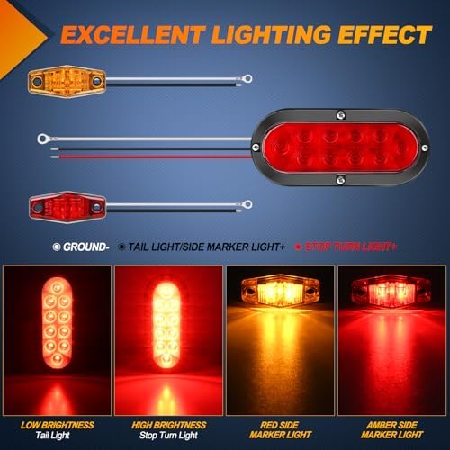 Nilight LED Trailer Light Kit Oval Taillight Diamond Shaped Marker Lights