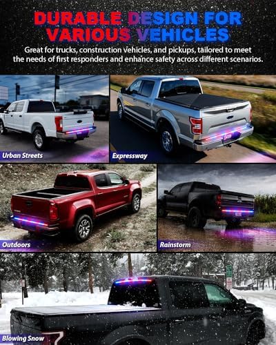 LUMENIX 49" Inch Strobe Light Strips, Back Window | Tailgate Red Blue Emergency Warning Flashing Police Double Row LED Strip Lights Bar w/Controller for Responder POV Cop Vehicles Trucks SUVs - 1PC
