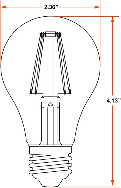 Sylvania A19 Clear LED White Filament Bulb, 11.5W, Dimmable, 1500 LMS, Medium Base, 2700K, Soft White - 2 Pack (42172)