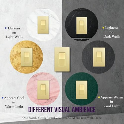 ENERLITES Gold 4-Way Decorator Paddle Rocker Light Switch, 15A, 2 Pack