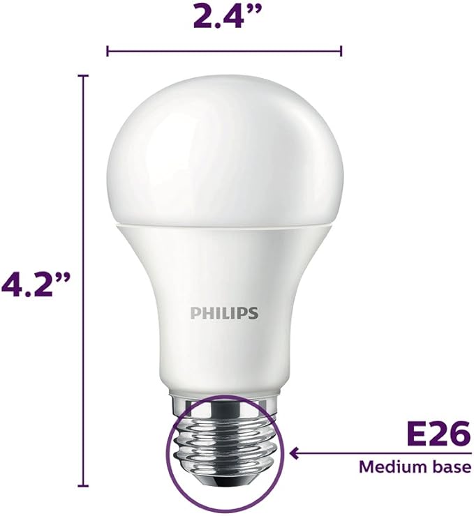 PHILIPS LED Non-Dimmable A19 Frosted Light Bulb: 1500-Lumen, 2700-Kelvin, 14.5-Watt (100-Watt Equivalent), E26 Base, Soft White, 6-Pack, 461995