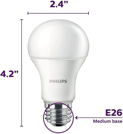 PHILIPS LED Non-Dimmable A19 Frosted Light Bulb: 1500-Lumen, 2700-Kelvin, 14.5-Watt (100-Watt Equivalent), E26 Base, Soft White, 6-Pack, 461995