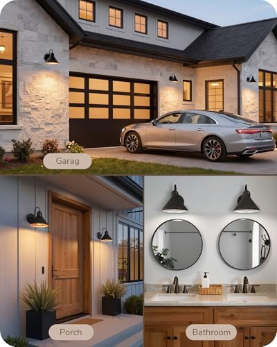EDISHINE 8IN Gooseneck Barn Outdoor Wall Light, Farmhouse Porch Light