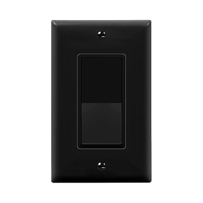 ENERLITES Decorator On/Off Paddle Switch with Wall Plates, Single Pole, 3 Wire, Grounding Screw, Residential Grade, 15A 120V/277V, UL Listed, 91150-BKWP, Black