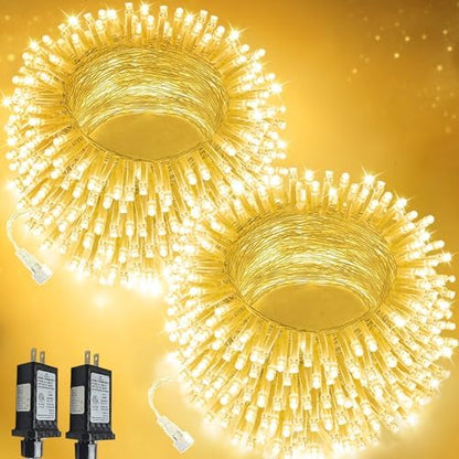 2 Pack 100 LED Connectable String Lights, Christmas Lights Outdoor Indoor