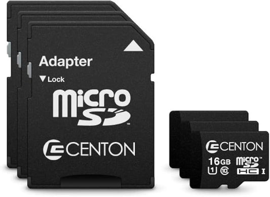 Centon Electronics Micro SD Card, UHS-I / A1 / V10 / U1 / Class 10 Flash Memory Card for Phones, Tablets, Cameras, and More, 16GB, 3 Pack Bulk