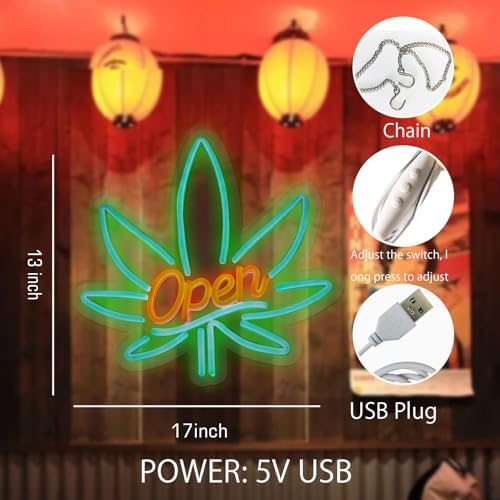 Open Neon Sign, USB 5V Powered LED Silicone Strip Neon Light, Acrylic Board Wall Decor for Business Bar Pub Store Front Door Wall Decor Commercial Grade Bright Signs, Non-Waterproof Indoor Use Only