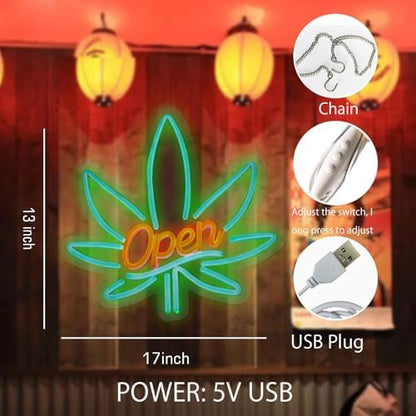 Open Neon Sign, USB 5V Powered LED Silicone Strip Neon Light, Acrylic Board Wall Decor for Business Bar Pub Store Front Door Wall Decor Commercial Grade Bright Signs, Non-Waterproof Indoor Use Only