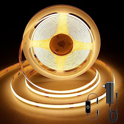 Pandery COB LED Strip,LED Strip Lights 5M/16.4ft,Touch Dimmable LED Strips,CRI90+,2700K Warm White cob led,1600LEDs,24V LED Tape Lights,Indoor for Bedroom, Kitchen, TV, Mirror,Cabinet