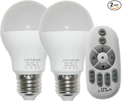 6W E27 Smart LED Light Bulbs Dimmable with 2.4GHz Wireless 3-Zone Remote Control - Adjustable Color Temperature (Warm/Cool) and Brightness 2 Pack (2 Bulb+1 Remote)
