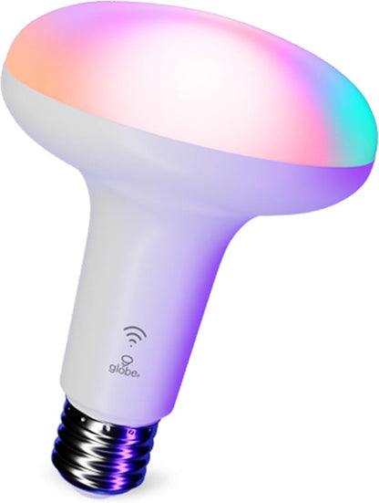 Globe Electric 50594 Works with Alexa Only Wi-Fi Smart Multicolor Changing RGB Tunable White Frosted LED Light Bulb, Voice Activated, 2000K - 5000K, BR30 Shape, E26 Base, 8.5W, Energy Star