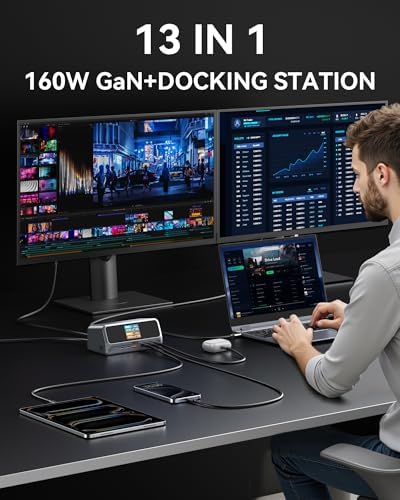 MOKiN Laptop Docking Station Dual Monitor for MacBook, Built-in 160W Power