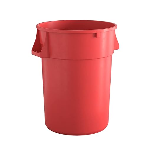44 Gallon Red Round Commercial Trash Can, Heavy-Duty Food Grade NSF Certified, Perfect for Restaurant, Office, School, Garage, Backyard, Workshop, Warehouse