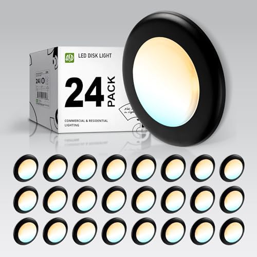 ASD 24 Pack Black LED Disk Lights 6 Inch, 5CCT Flush Mount Ceiling Light