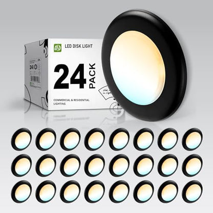 ASD 24 Pack Black LED Disk Lights 6 Inch, 5CCT Flush Mount Ceiling Light
