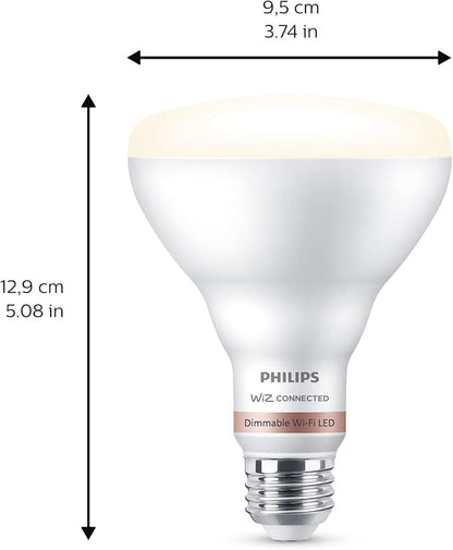 Philips Smart 65W BR30 LED Smart Light Bulb 4-Pack - Soft White - Connects to Your Wi-Fi - E26 Smart Bulb - Control with Voice or App- Powered by WiZ Connected