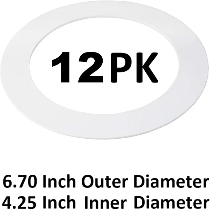 12 Pack Gloss White Goof Trim Ring for 4 Inch Recessed Can Lighting Down Light, Outer Diameter 6.7 inches, Inner Diameter 4.2 Inches