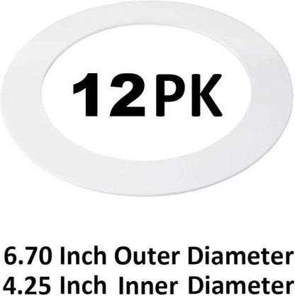 12 Pack Gloss White Goof Trim Ring for 4 Inch Recessed Can Lighting Down Light, Outer Diameter 6.7 inches, Inner Diameter 4.2 Inches