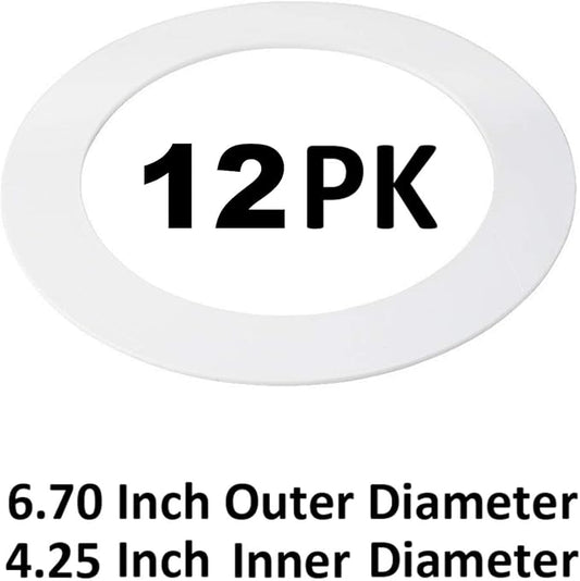 12 Pack Gloss White Goof Trim Ring for 4 Inch Recessed Can Lighting Down Light, Outer Diameter 6.7 inches, Inner Diameter 4.2 Inches