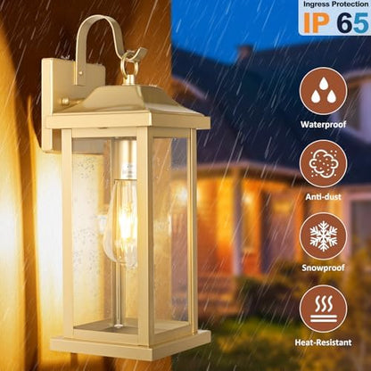 17 Inch Large Gold Outdoor Sconces Wall Lighting 2-Pack